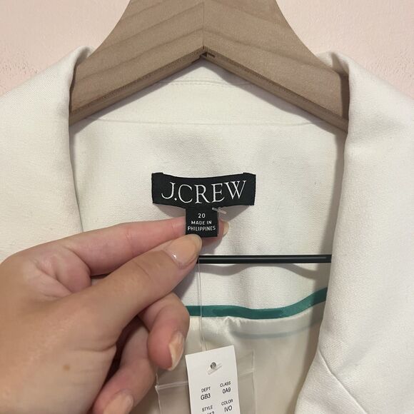 NWT J. Crew Devon Blazer in Bi-Stretch Cotton Blend in Ivory Size 20 Style BP412 - Picture 6 of 14